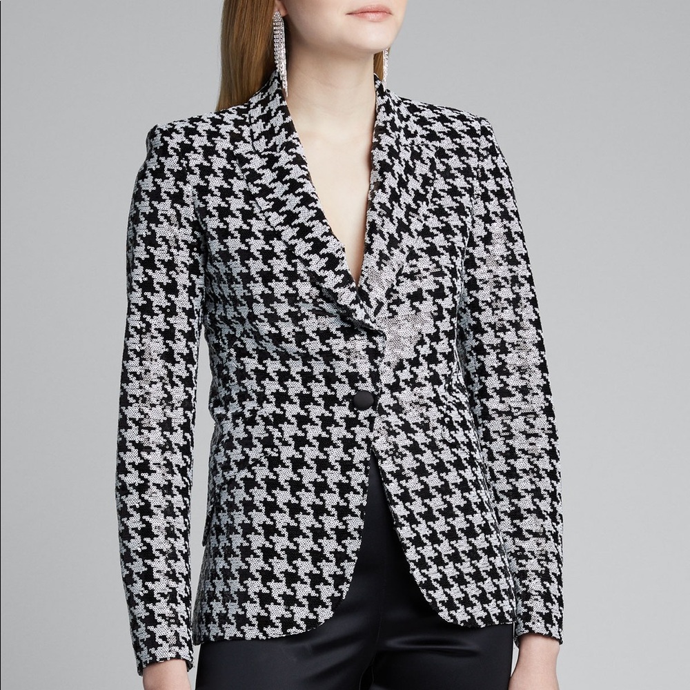 L’Agence Houndstooth Sequin Blazer